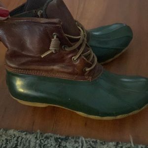 Sperry classic duck boots - rain boots classic green and brown leather color